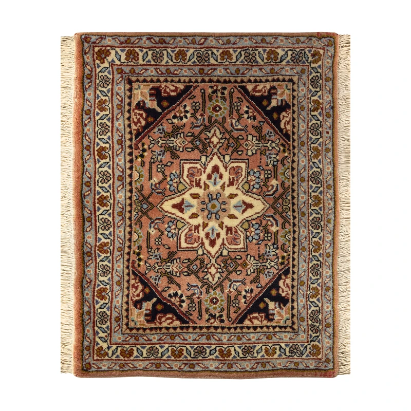 فرش دستبافت 0.3 متری مدل بیجار کد 45P693P694 زمینه لاکی مجموعه دو عددی