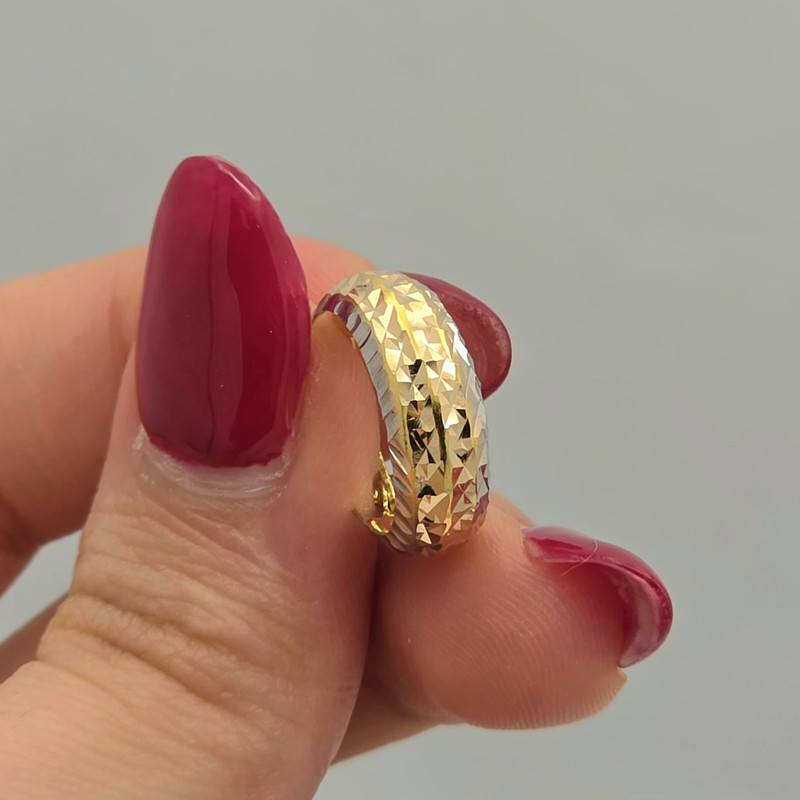 گوشواره حلقه‌ای طلا کم اجرت  18 عیار زنانه طلا و شمش برلیان مدل تراش کد ۱ 