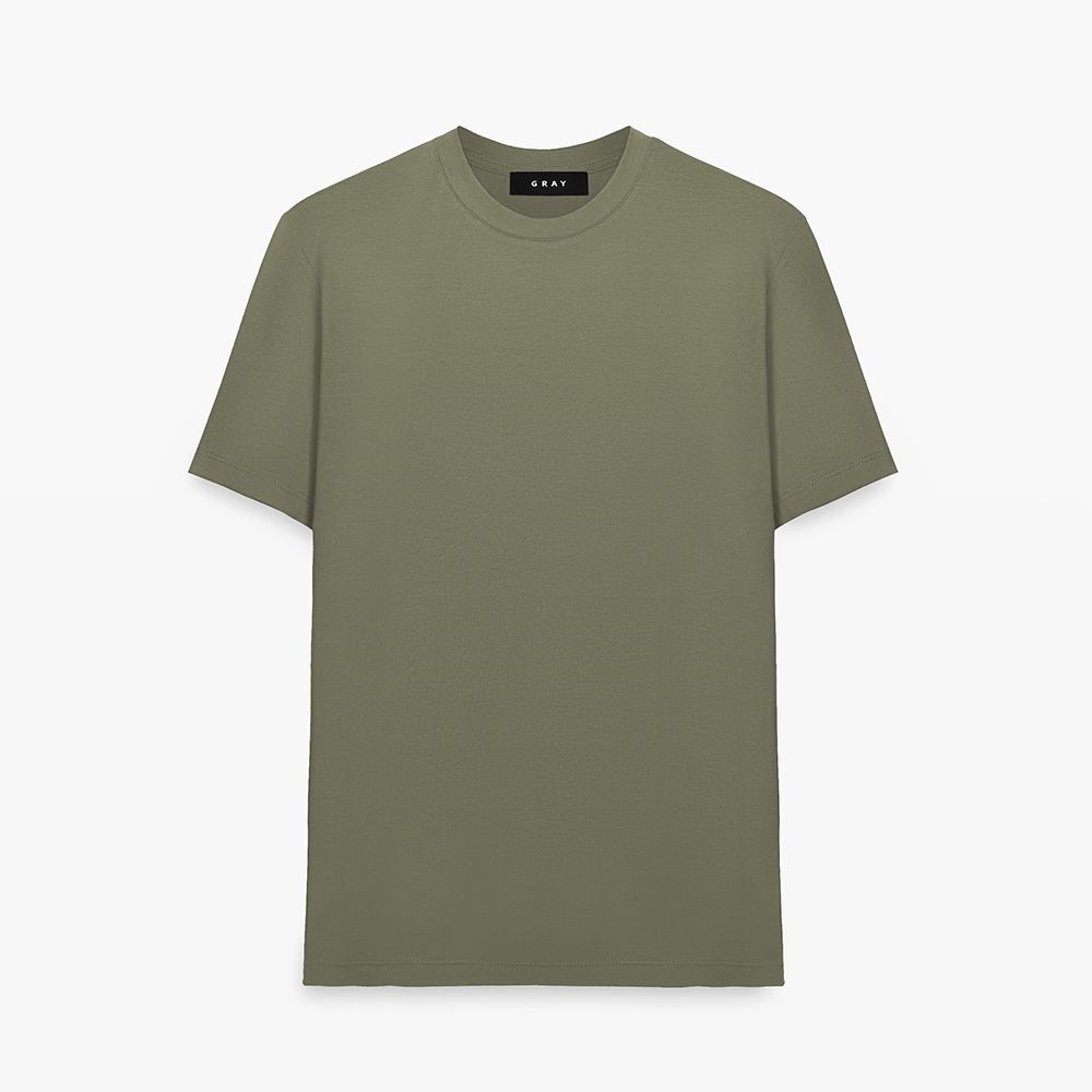 تی شرت آستین کوتاه مردانه گری مدل REGULAR رنگ سبز -  - 1