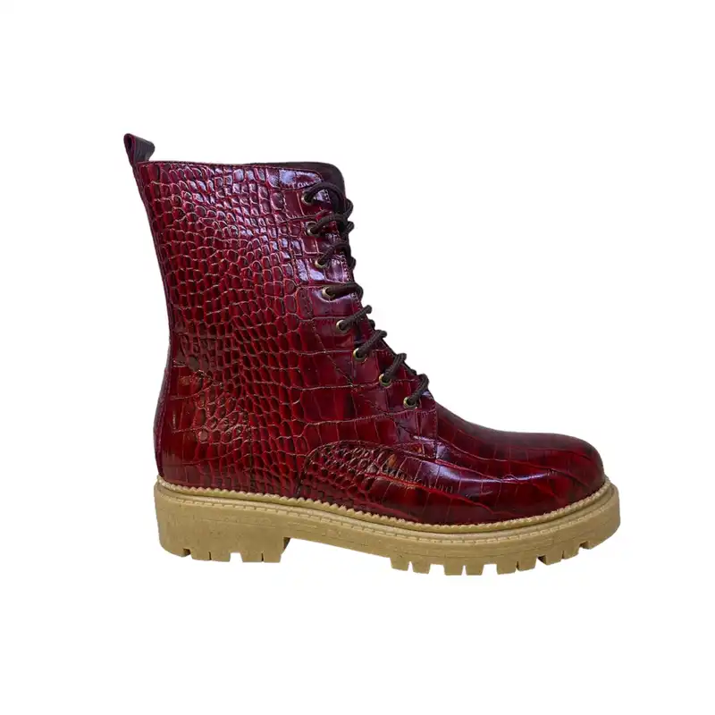 نیم بوت زنانه مدل چرم طبیعی ماری کد 0531 رنگ قرمز