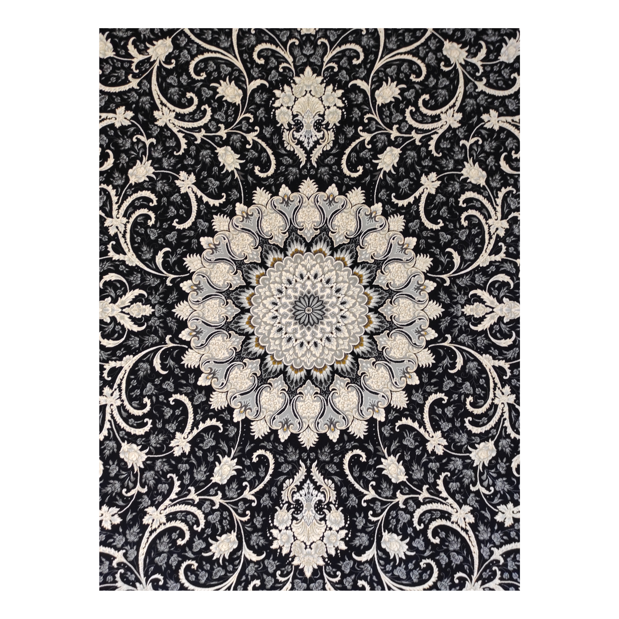 فرش ماشینی مشهد کد 722257 زمینه سرمه ای