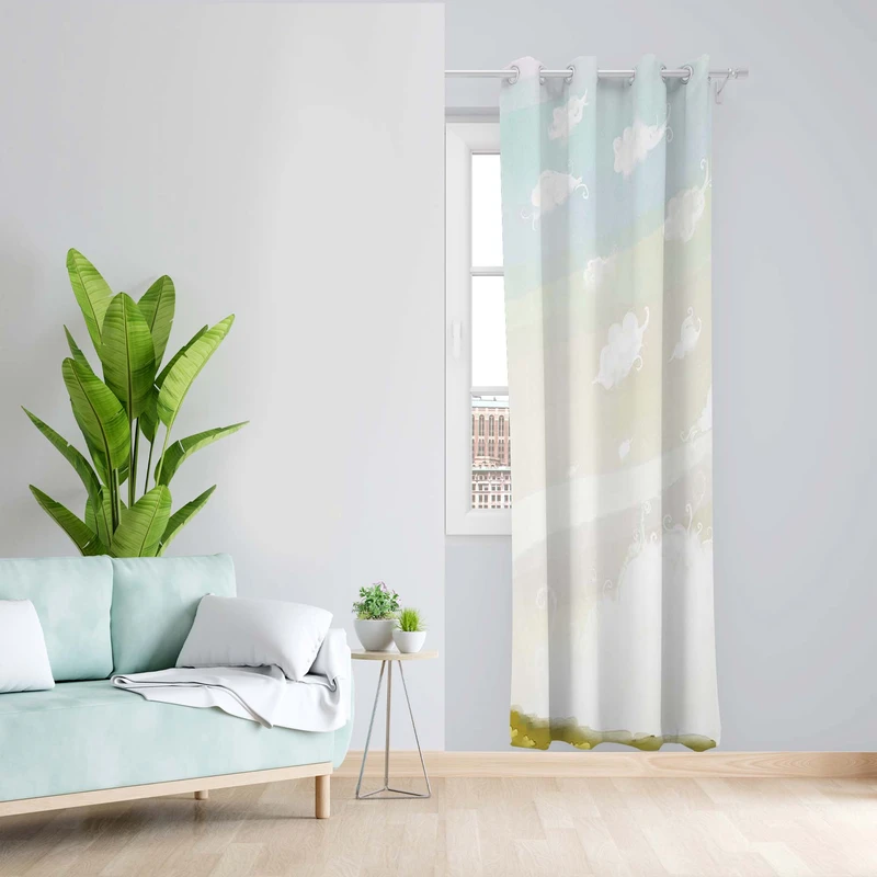 پرده طرح ابر مدل مخمل پانچی کد 5455R z سایز 140x200 سانتی متر