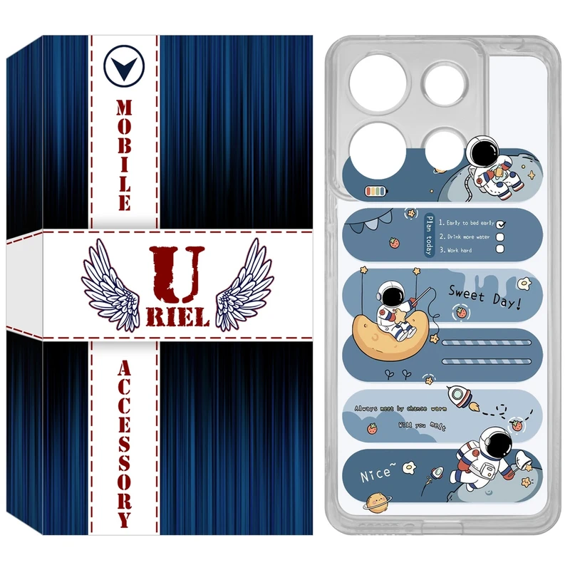 کاور یوریل مدل Clear کد 18 طرح فضانورد مناسب برای گوشی موبایل شیائومی Redmi Note 13 4G
