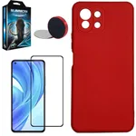 کاور ماموت مدل سیلیکونی مناسب برای گوشی موبایل شیائومی MI 11 Lite  به همراه محافظ صفحه نمایش و سکه هولدر مگنتی و پایه نگهدارنده گوشی