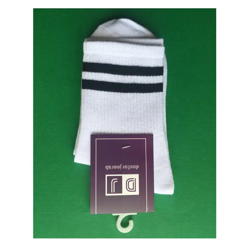 جوراب زنانه دکتر جوراب مدل نیم ساق دوخط رنگ سفید