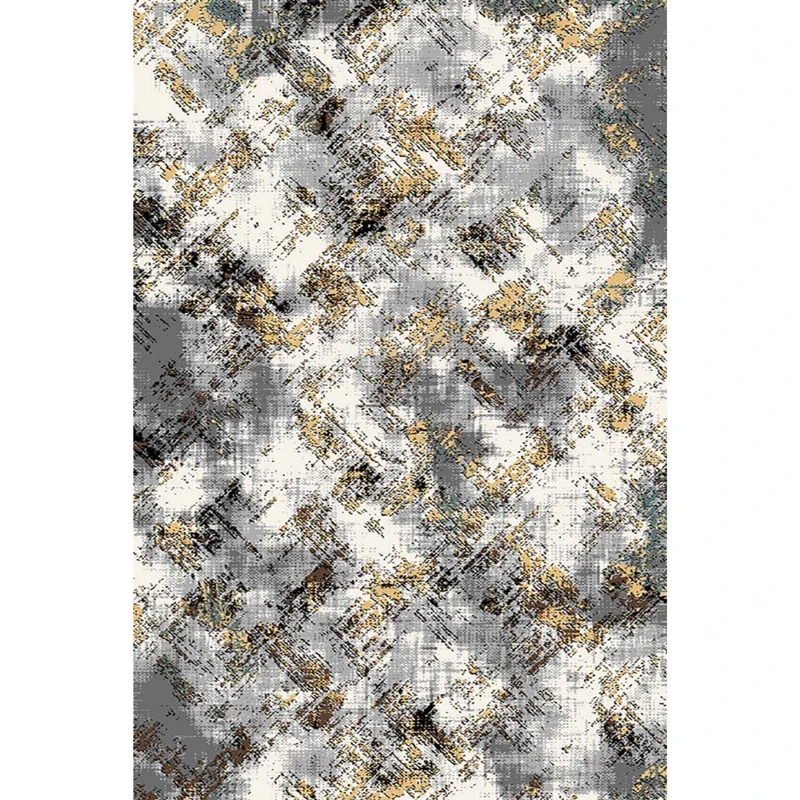 فرش ماشینی فرش ساوین طرح مدرن کد 4146 نقره ای روشن