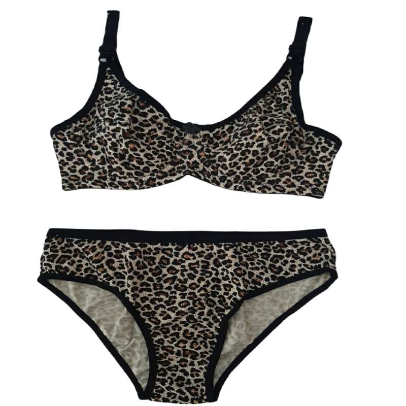 ست شورت و سوتین زنانه مدل نخی پلنگی