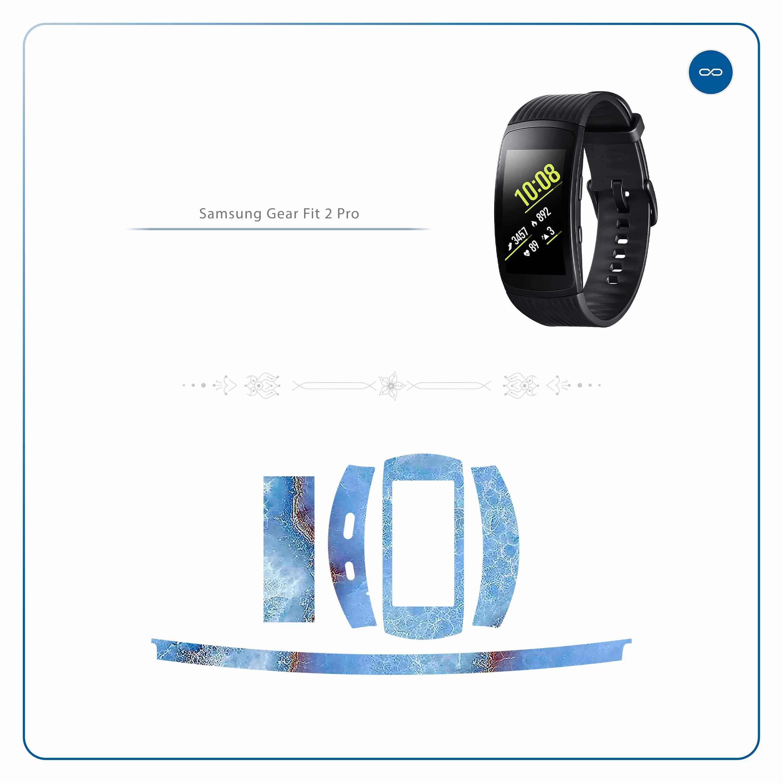 برچسب ماهوت طرح Blue-Ocean-Marble مناسب برای ساعت هوشمند سامسونگ Galaxy Gear Fit 2 Pro