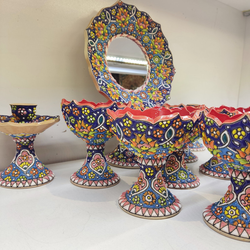 ست هفت سین 10 تکه مدل  میناکاری لاله کد 11‌