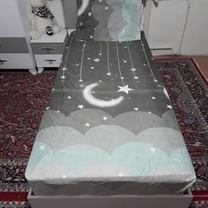 سرویس ملحفه مدل کشدوز ماه‌ستاره niki04.25 کد 120  یک نفره دو تکه