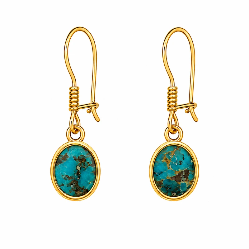 گوشواره عصایی طلا 18 عیار زنانه مان گالری مدل فیروزه کد EA01-0031200