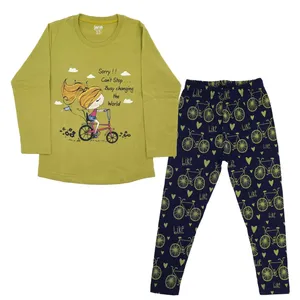 ست تی شرت آستین کوتاه و شلوار دخترانه مدل دوچرخه سوار کد 7014