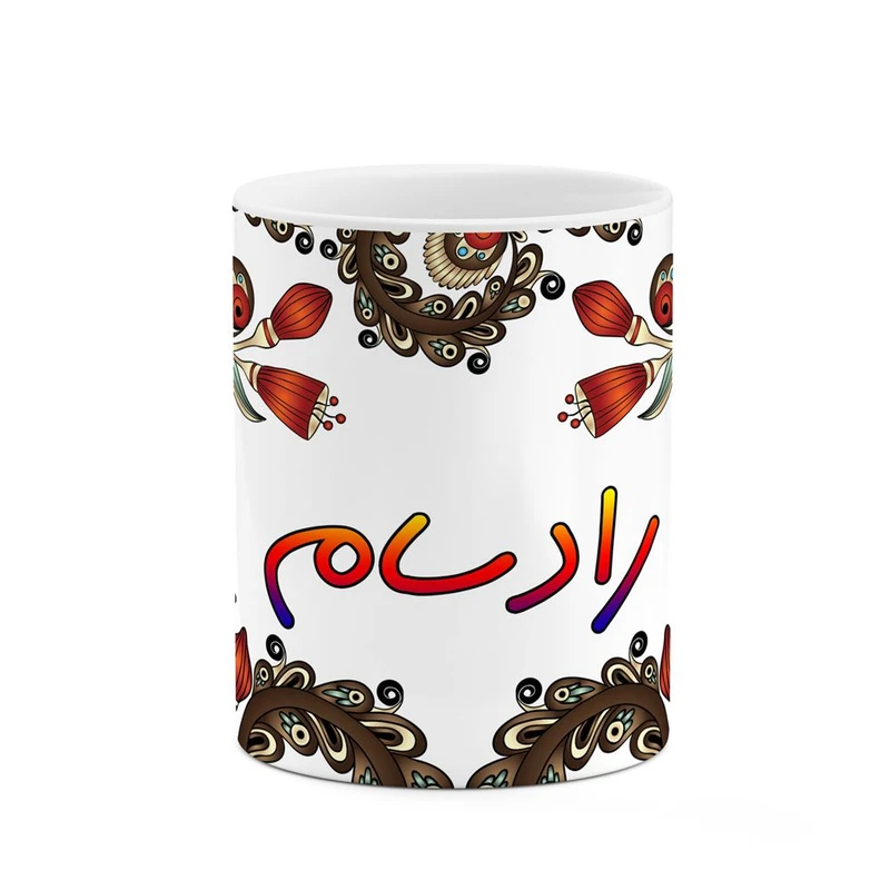 ماگ کاکتی مدل اسم رادسام طرح سنتی گل و بته کد mgh45117