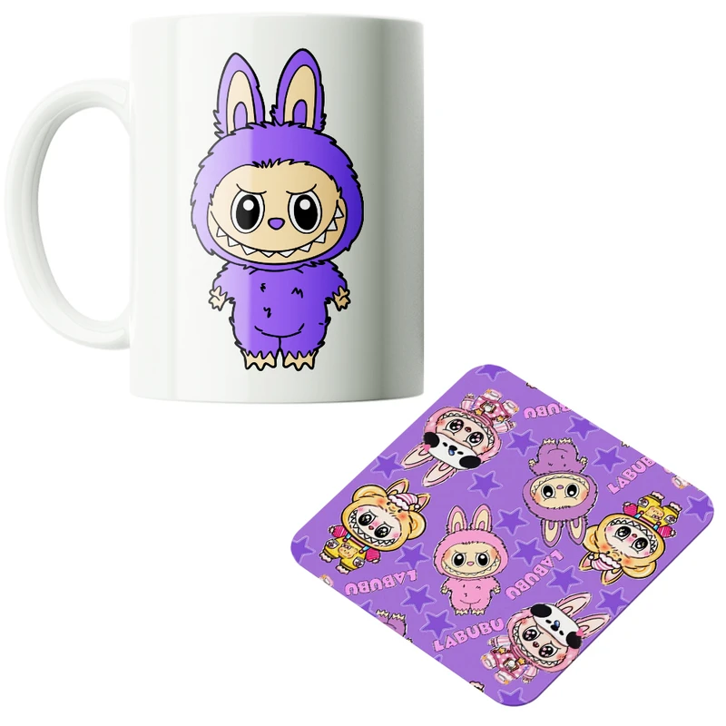 ماگ پاد آفرین مدل عروسک لبوبو کد PZ456 به همراه زیرلیوانی