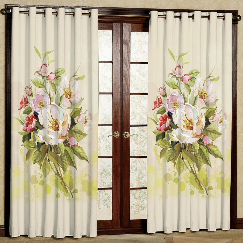 پرده مدل گل دار مخمل پانچی کد 409 سایز 140x280 سانتی متر