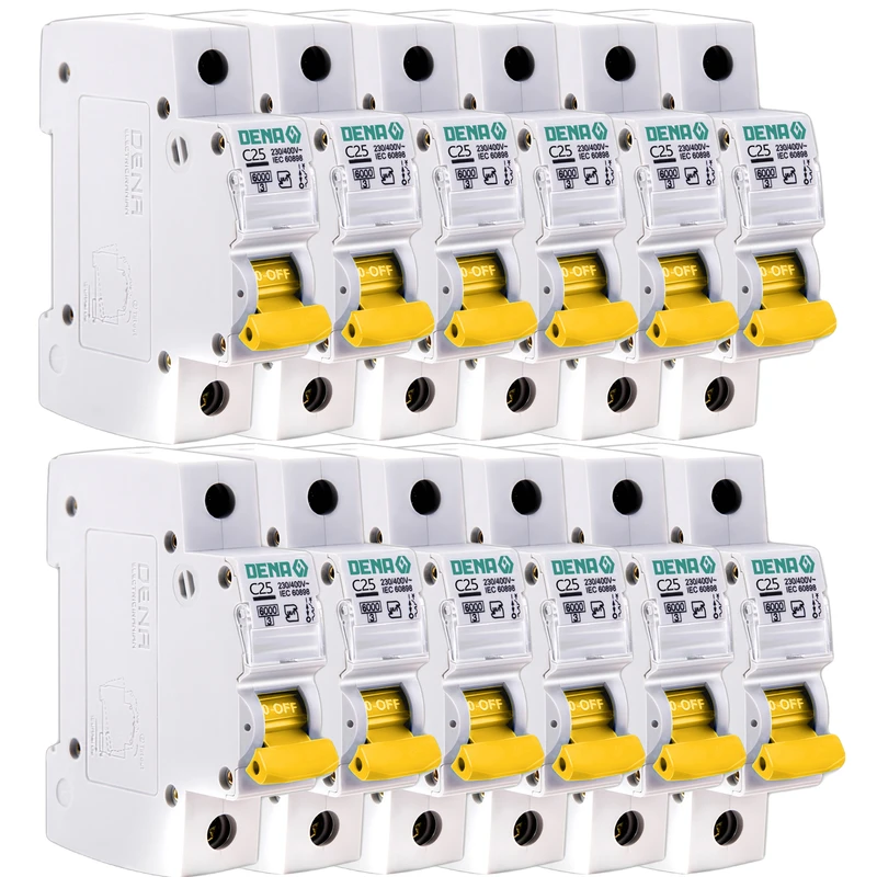 فیوز مینیاتوری تک فاز 25 آمپر دنا الکتریک ایرانیان مدل C25-6KA-12Pcs بسته 12 عددی