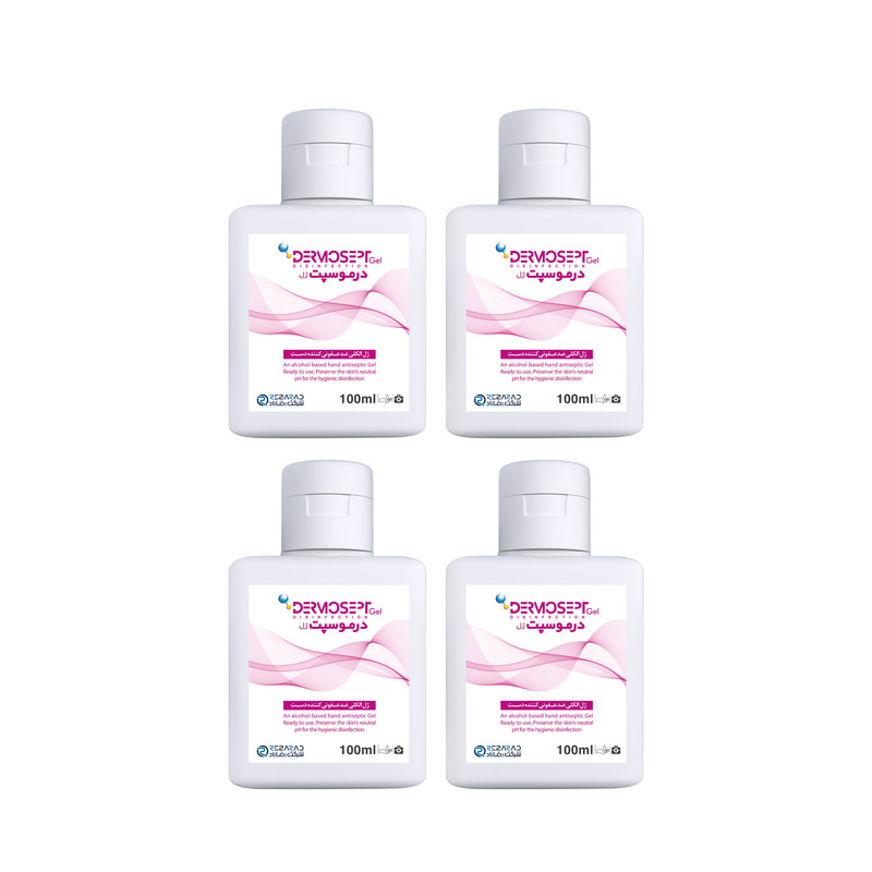 ژل ضد عفونی کننده شرکت رضاراد مدل DermoseptGel حجم 100 میلی لیتر بسته 4 عددی