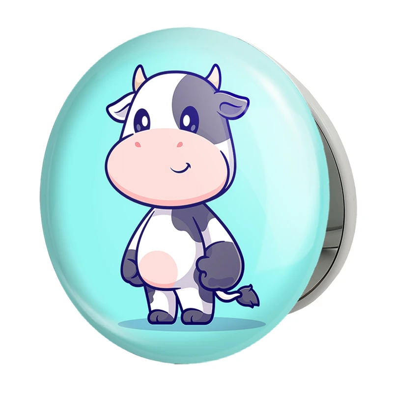 آینه جیبی خندالو طرح حیوانات بامزه گاو مدل تاشو کد 29712