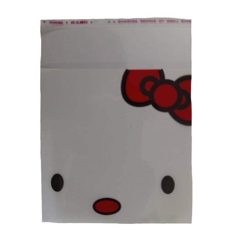 سلفون بسته بندی مدل لبه چسبدار طرح کیتی سایز 10 × 10 سانتی‌متر بسته 30 عددی