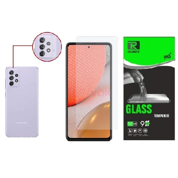 محافظ صفحه نمایش روبیکس مدل SA-A72 مناسب برای گوشی موبایل سامسونگ Galaxy A72 به همراه محافظ لنز دوربین