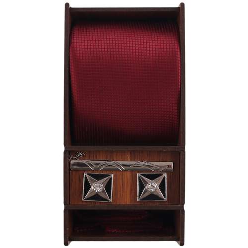 ست کراوات و دستمال جیب و دکمه سردست و گیره کراوات مردانه مدل PJ-110463