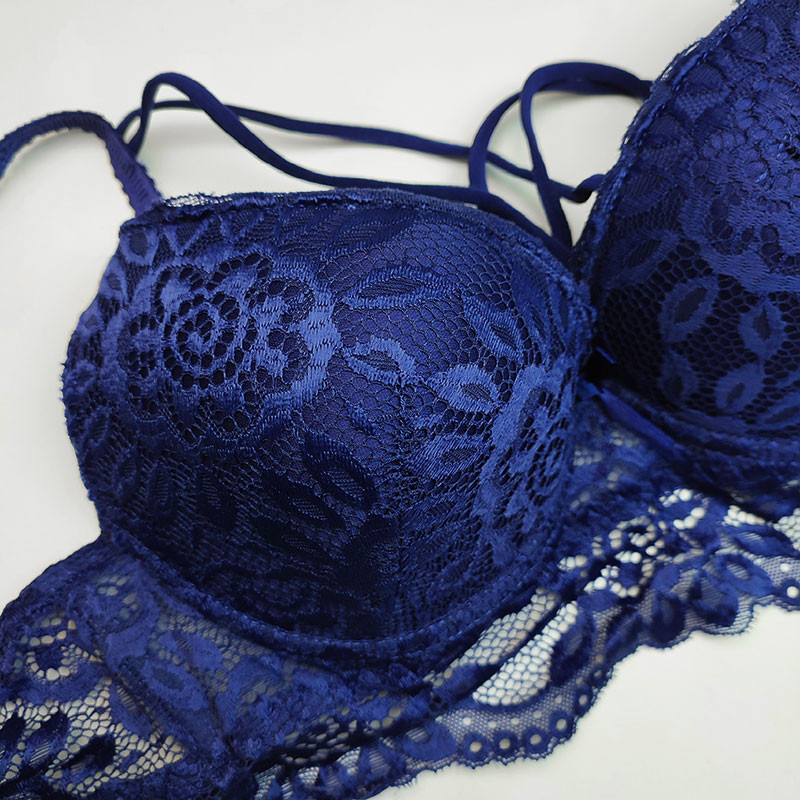 سوتین زنانه مدل اسفنجی دکلته هارنس دوبل گیپور جکدار کاپ B کد 685794