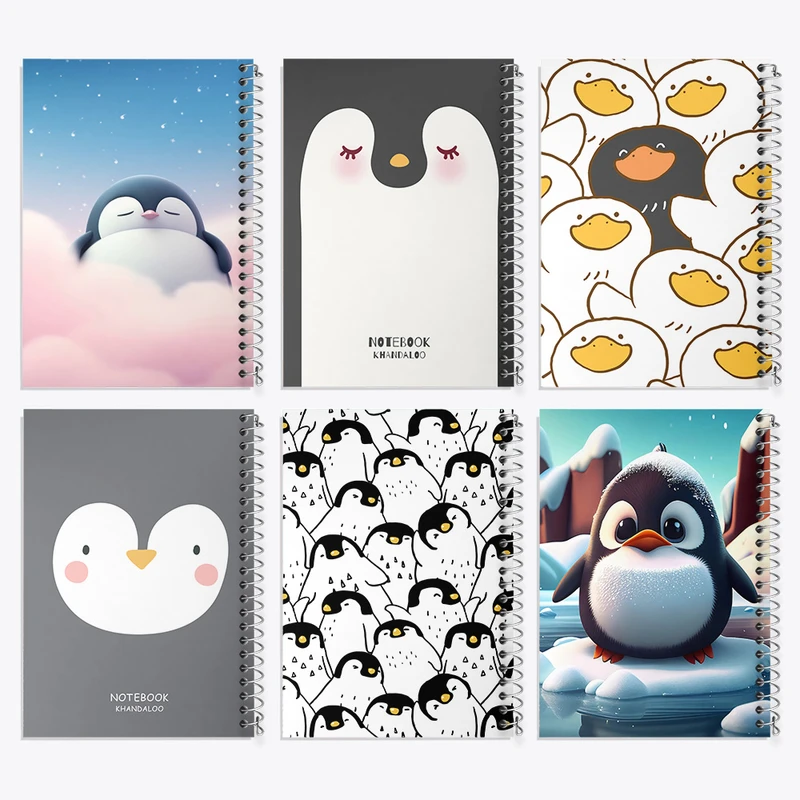 دفتر نقاشی 50 برگ خندالو طرح پنگوئن کد 188 مجموعه 6 عددی