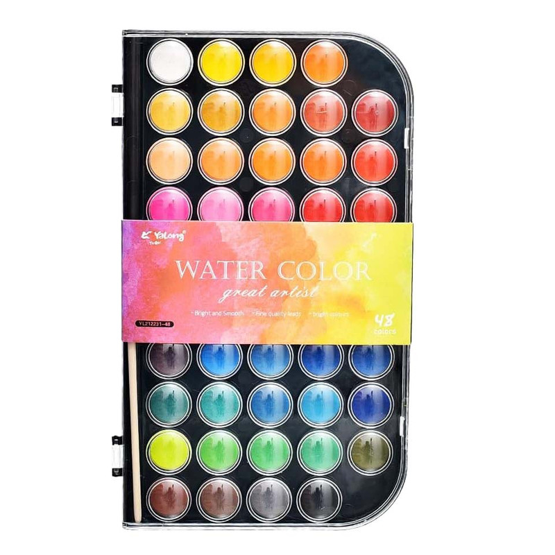 آبرنگ 48 رنگ یالونگ مدل YL212231-48 به همراه قلم مو