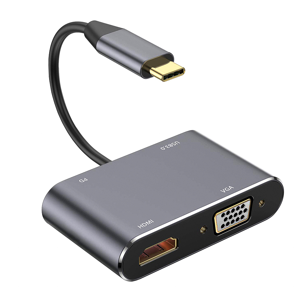 مبدل USB-C به HDMI / VGA / USB 3.0 / USB-C مدل HK-1CT4P