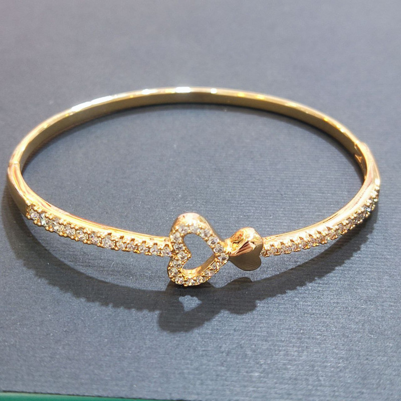 دستبند النگویی زنانه ژوپینگ مدل قلب نگیندار کد 02