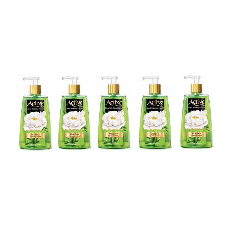 مایع دستشویی اکتیو مدل شفاف وزن 450 گرم بسته 5 عددی