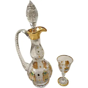 تنگ و لیوان کریستال مدل بوهمیا طرح گل برجسته ۷پارچه