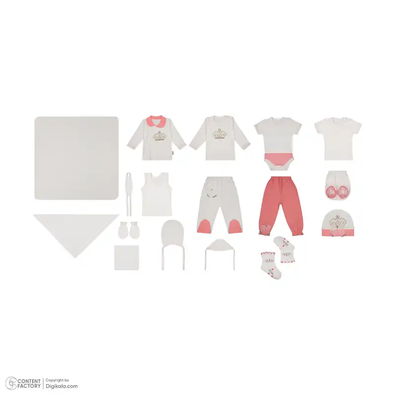 ست 17 تکه لباس نوزادی مدل تاج نیلا