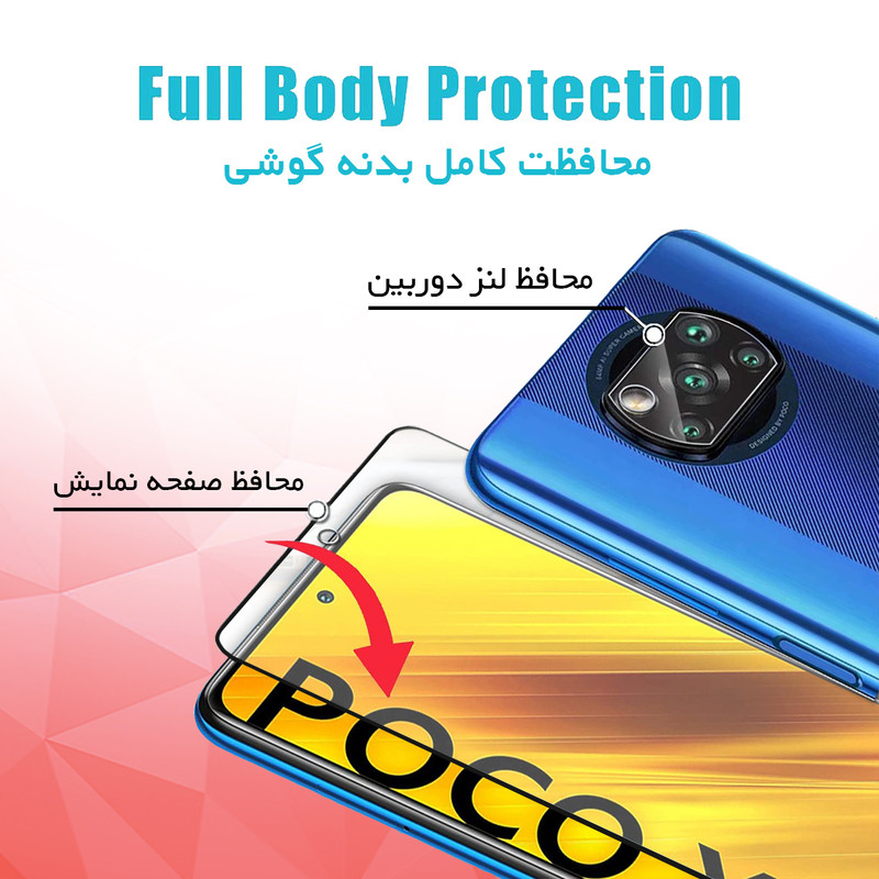 محافظ صفحه نمایش سرامیکی مات راکز مدل CRM مناسب برای گوشی موبایل شیائومی Poco X3 NFC به همراه محافظ لنز دوربین