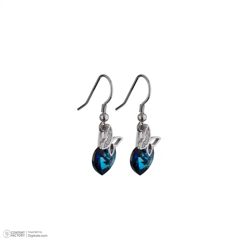 گوشواره نقره زنانه سواروسکی مدل قلب و پروانه کد 4542115