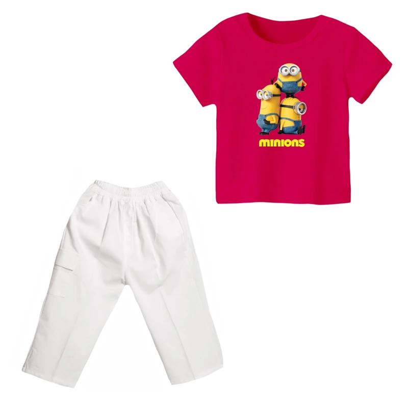ست تی شرت و شلوارک دخترانه مدل مینیون کد ۷