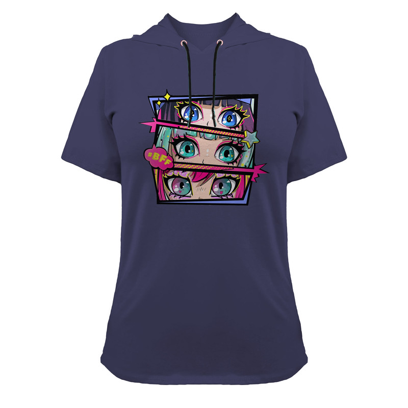 تی شرت کلاه دار آستین کوتاه زنانه مدل G140209234 رنگ سرمه ای