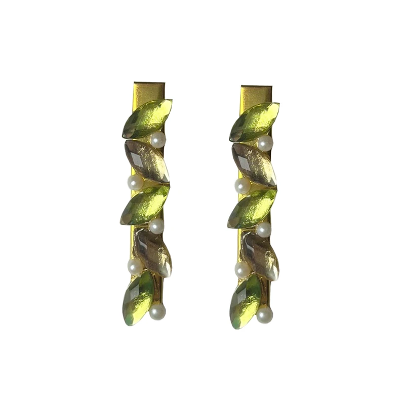 گیره مو زنانه مدل رز برگ الماس کد 88 بسته 2 عددی