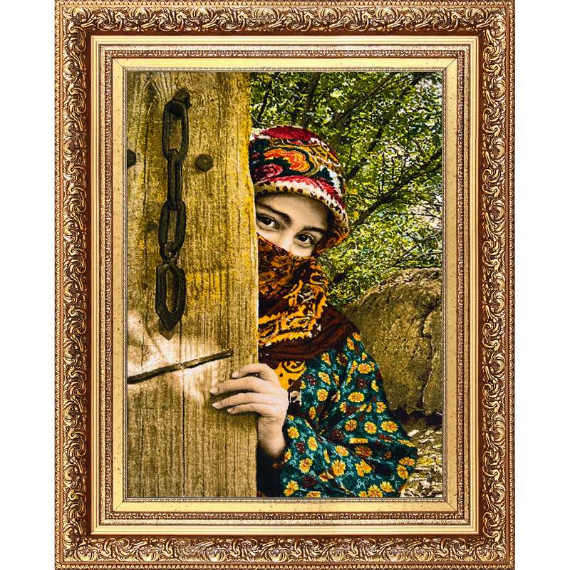 تابلو فرش دستباف فرش میرنظامی مدل دختر انتظار کد 875