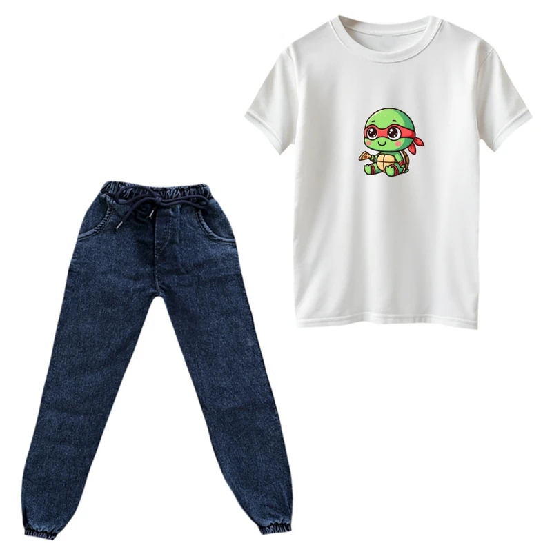 ست تی‌شرت و شلوار پسرانه مدل لاک پشت نینجا کد 02