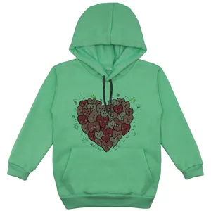 هودی دخترانه مدل قلب F109 رنگ سبز