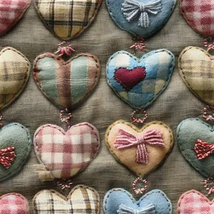 پارچه ملحفه عرض 1.5 متر پارچه باما طرح پنج بعدی قلبی کد 5013568 رنگ کرم