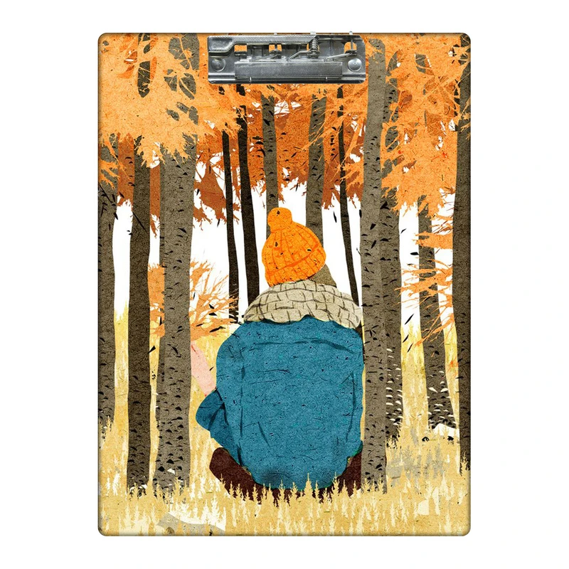 تخته شاسی طرح درخت های پاییزی و دختر کد  9568537 سایز A4