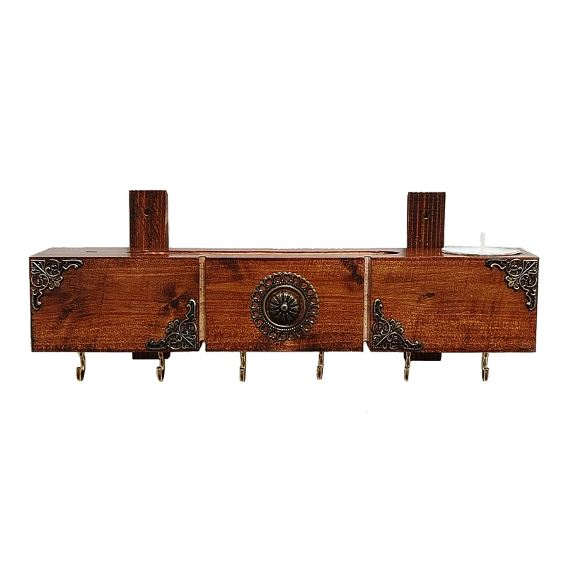 جاکلیدی دیواری چوبی هنرانه مدل wood کد 3