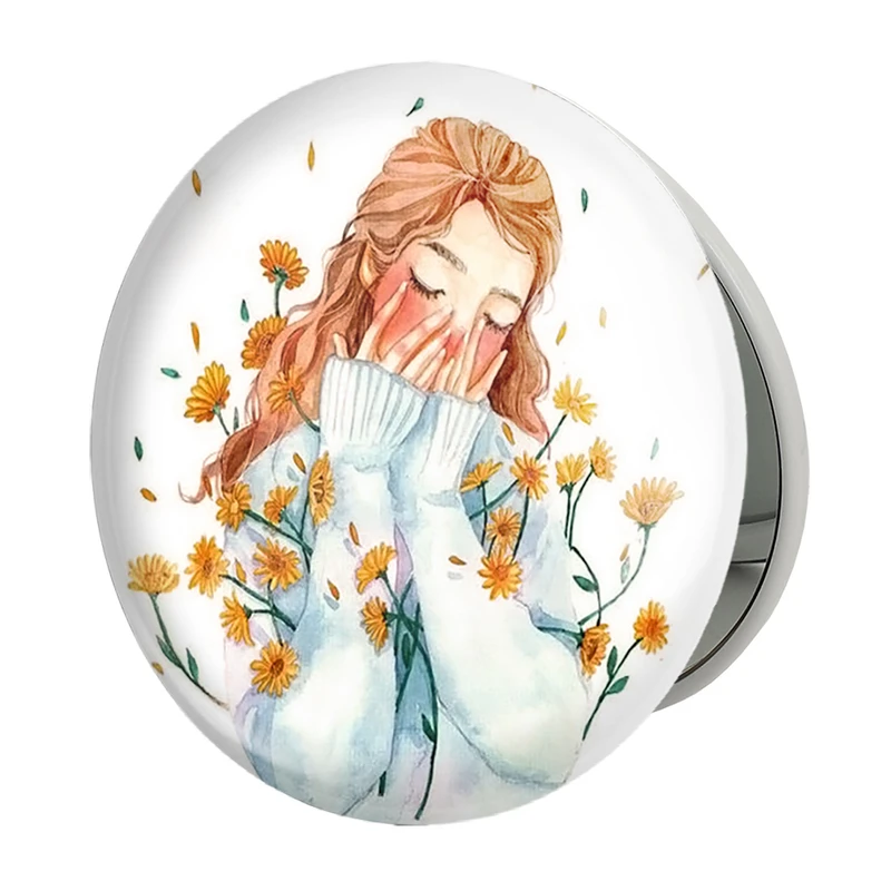 آینه جیبی خندالو طرح دخترونه مدل تاشو کد 6053 