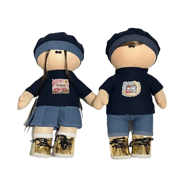 عروسک مدل روسی دختر و پسر کد 001 ارتفاع 30 سانتی متر مجموعه دو عددی