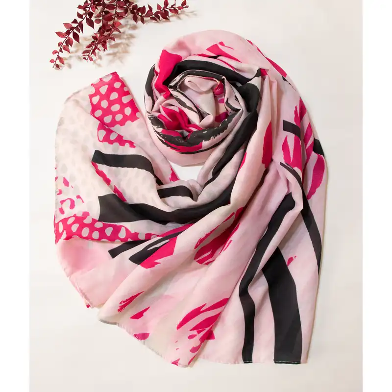 شال زنانه مدل نخ تابستانه طرح پلنگی کد ana-1308-001