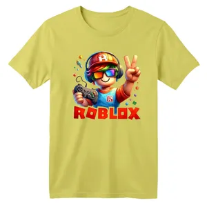 تی شرت آستین کوتاه بچگانه مدل روبلاکس کد 2 رنگ زرد لیمویی