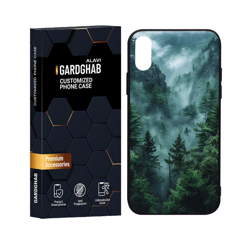 کاور گارد قاب علوی مدل دورژله ای پشت گلس منظره و طبیعت مناسب برای گوشی موبایل اپل iPhone X / XS