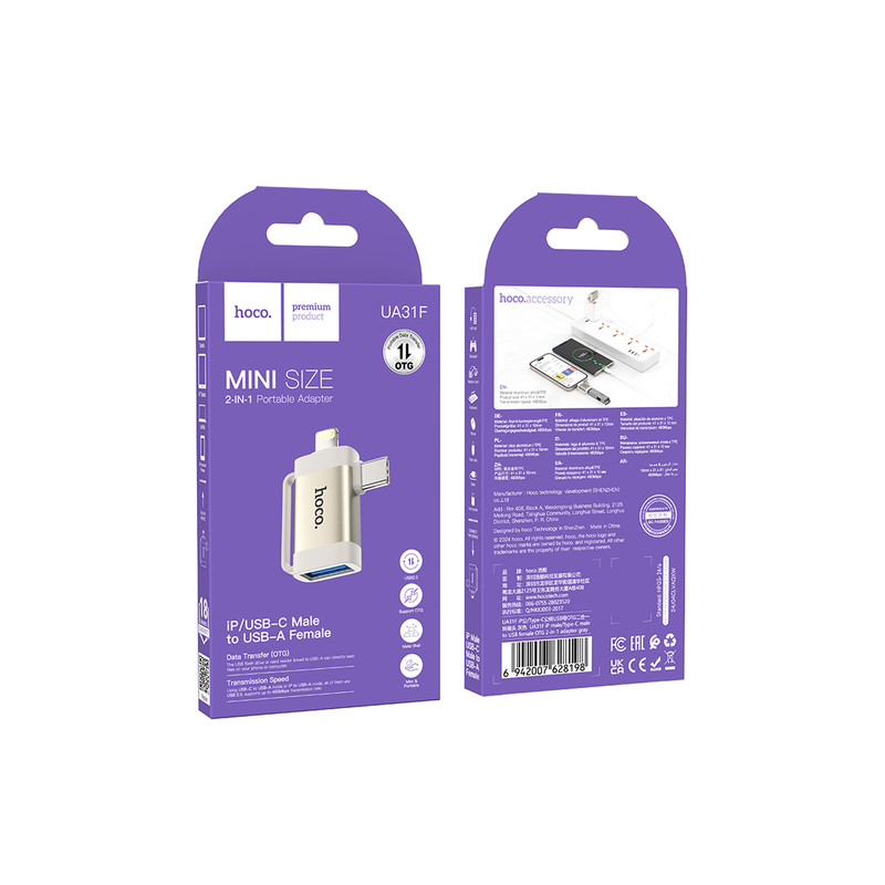 دانگل بلوتوث هوکو مدل UA31F (2IN1) USB-A TO IPHONE/TYPE-C